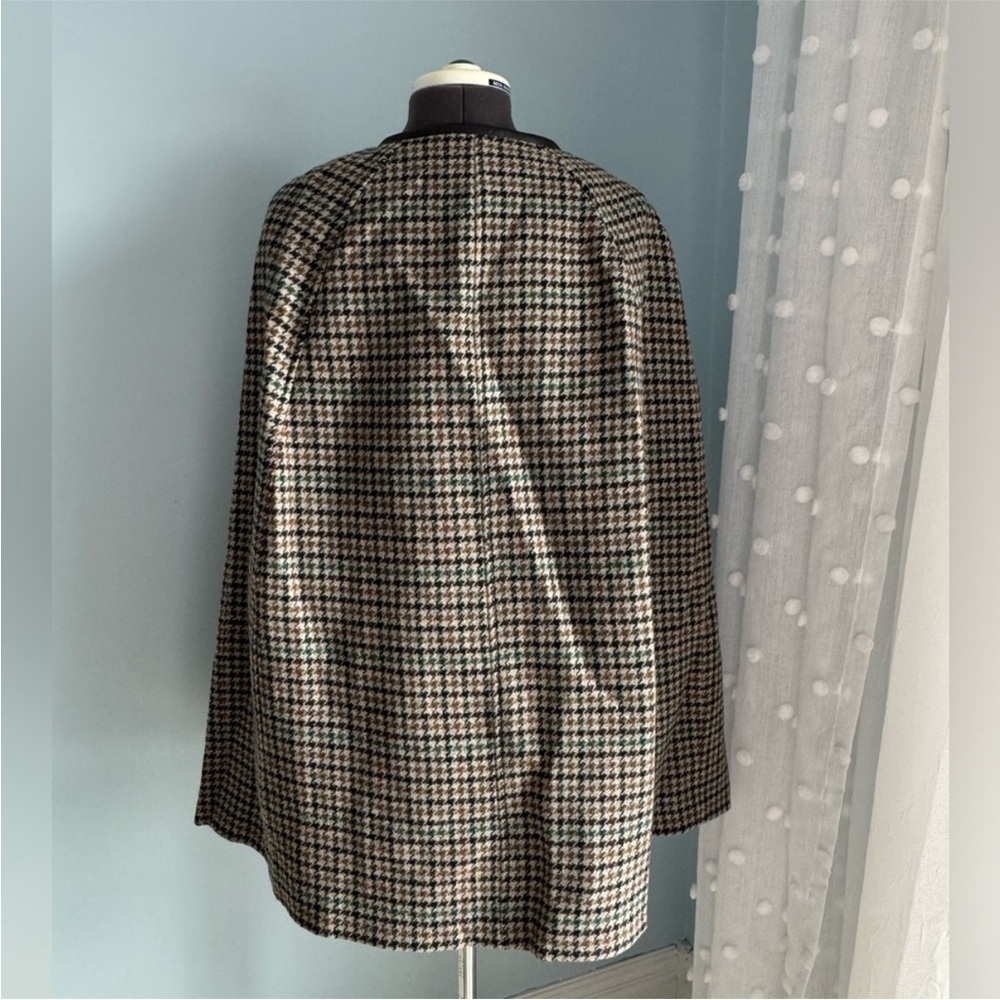 J. Crew Houndstooth Cape Coat in Saddle Seagrass Multi Size M/L - Picture 5 of 9